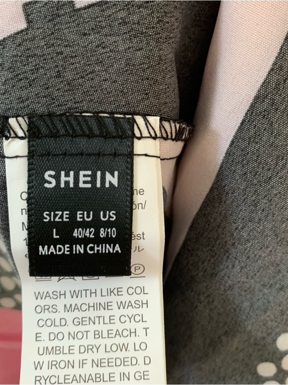 SHEIN Black, White & Light Pink Mixed Pattern Dress Large Lightweight - Picture 2 of 7